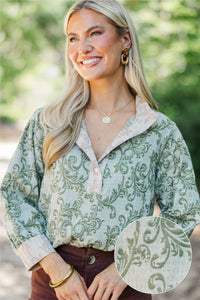 Well Gathered Olive Paisley Blouse