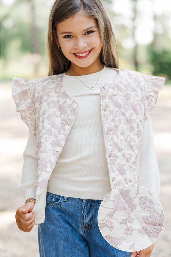 Girls: Made to Layer Pink Floral Vest