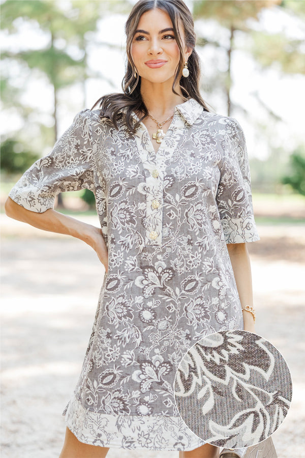 Keep The Good Brown Brocade Shift Dress