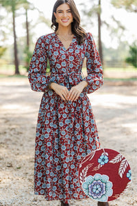 Living Beautifully Rust Floral Maxi Dress