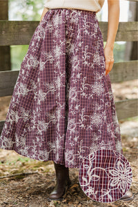 Must Be Nice Burgundy Plaid Midi Skirt