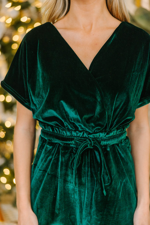 Holiday Vixen Emerald Green Velvet Jumpsuit