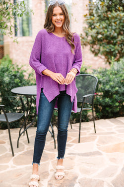 Cute Lilac Purple Oversized Sweater - Women's Sweaters – Shop the Mint