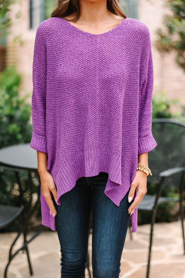 Don't Waste A Moment Purple Oversized Sweater