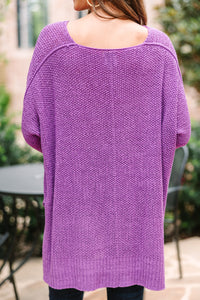 Don't Waste A Moment Purple Oversized Sweater