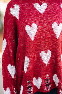 Feeling Like A Queen Red Heart Print Sweater