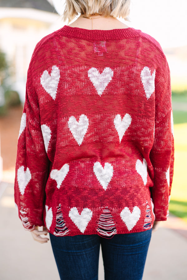 Red Heart Detail Sweater