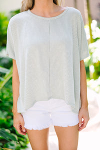 Confident Decisions Sage Green Ribbed Top