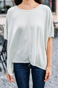 Confident Decisions Sage Green Ribbed Top