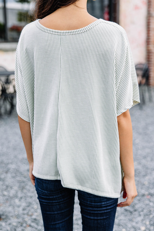 Confident Decisions Sage Green Ribbed Top