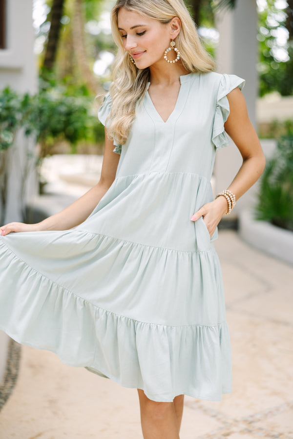 Make It Your Own Sage Green Tiered Dress