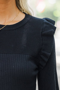 Reach Out Black Ruffled Sweater