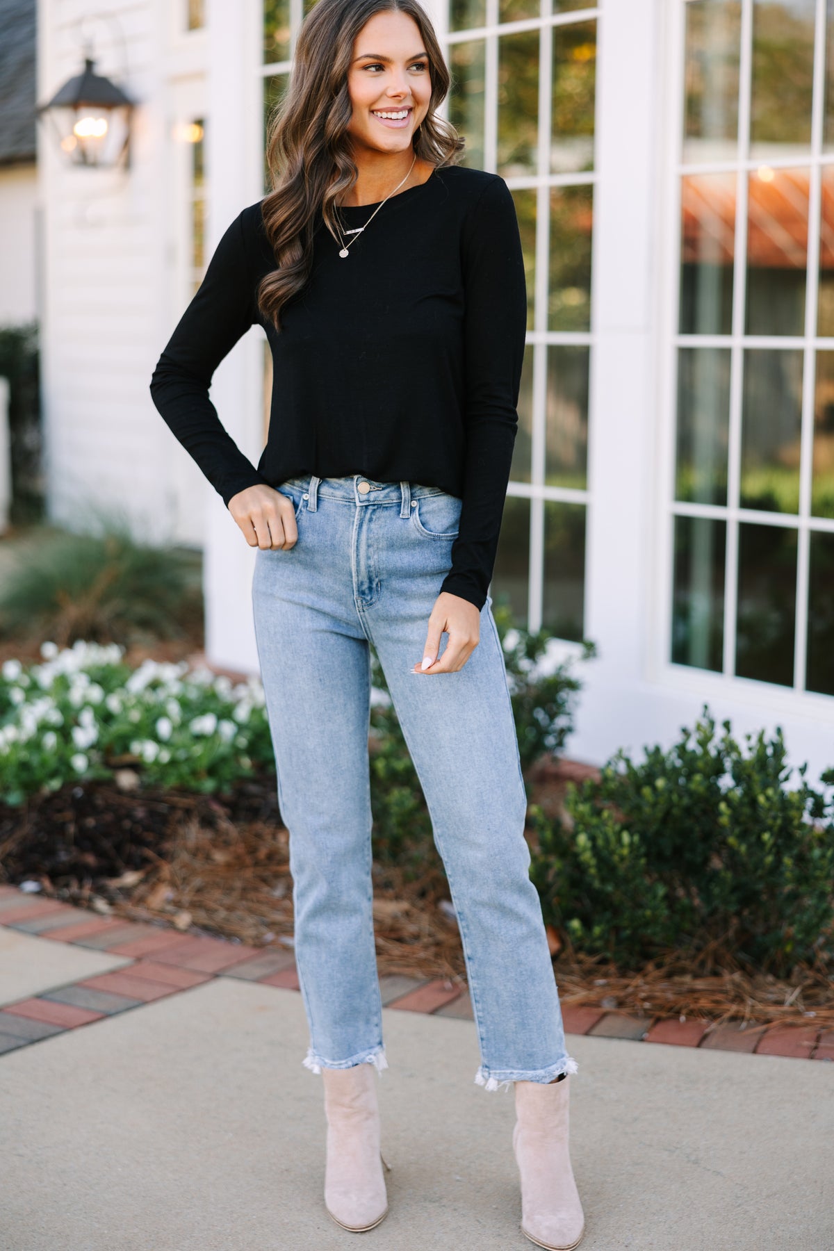 Casual Black Classic Top - Long Sleeve Tops – Shop the Mint