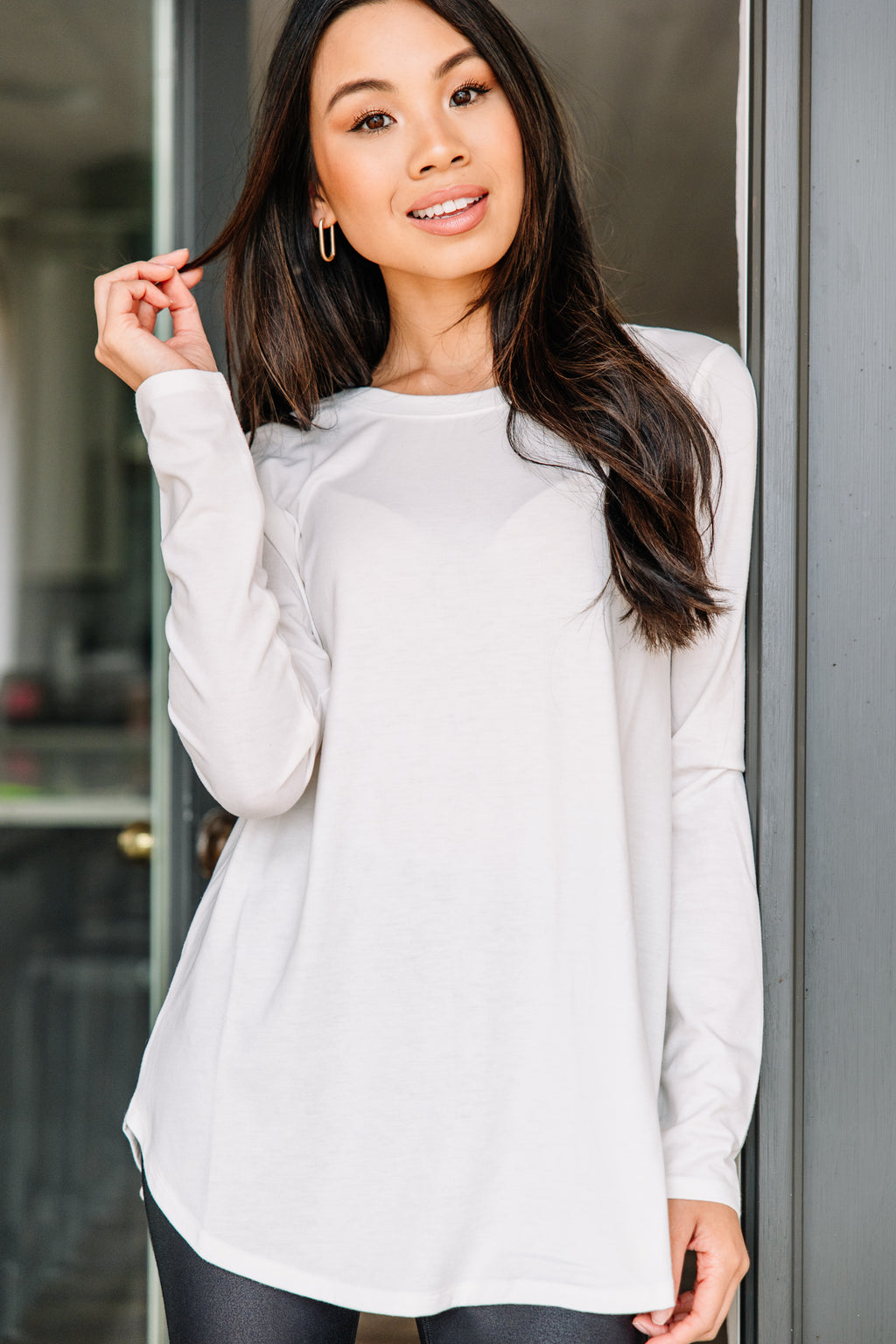 Smokey Taupe Long Sleeve Layering Top