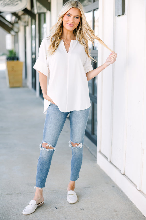 Chic Cream White Top - Classic Fall Top – Shop the Mint