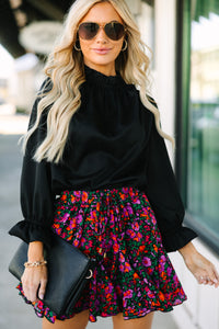 Tried And True Black Ruffled Blouse