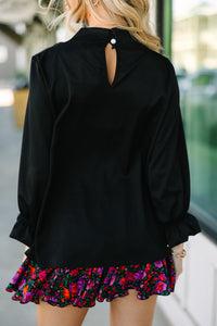 Tried And True Black Ruffled Blouse