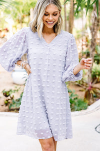 Good To Know Silver Gray Swiss Dot Shift Dress