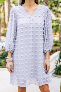 Good To Know Silver Gray Swiss Dot Shift Dress