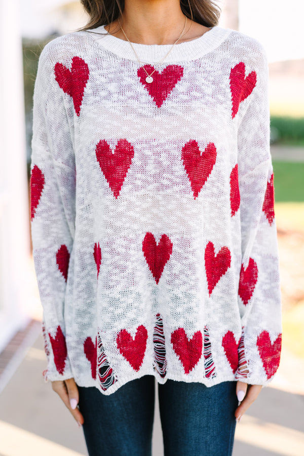 Red Heart Distressed Sweater