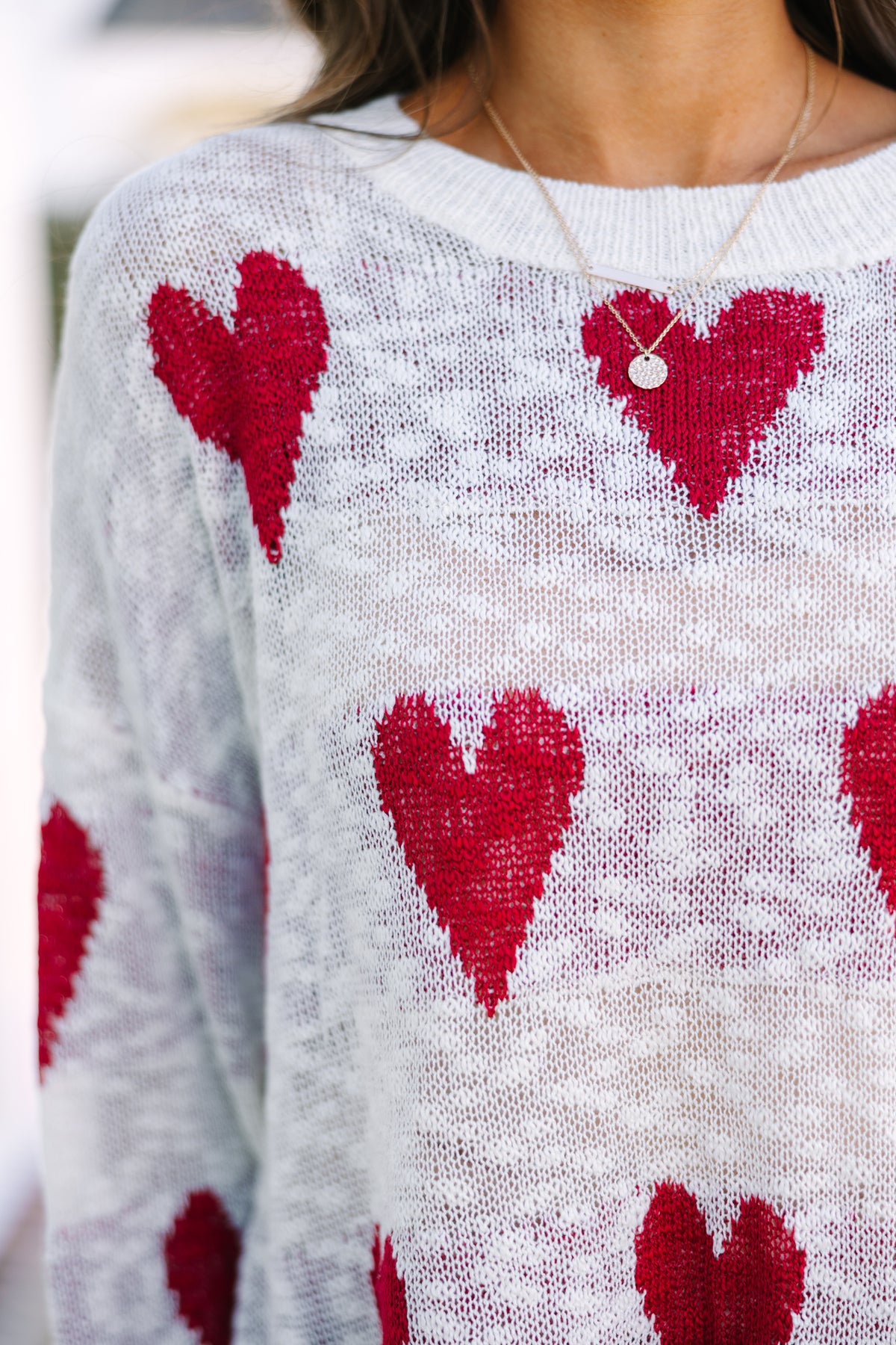 Bold Ivory White Heart Print Sweater Valentine s Day Sweaters Shop the Mint