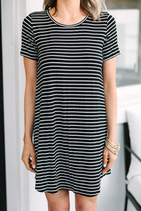 Lucky Brand Womens Striped Shirt Dress, Black, Medium 