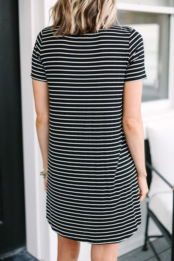 Comfy Black Striped T-shirt Dress - Casual House Dresses for Women – Shop  the Mint