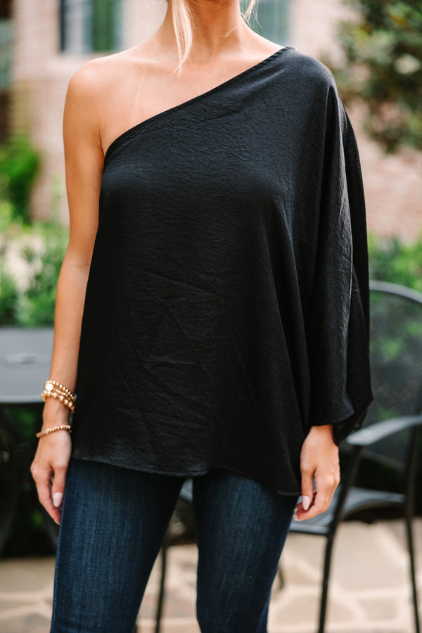 After Hours Party One Shoulder Top in Black • Impressions Online Boutique