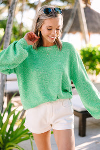 The Slouchy Green Bubble Sleeve Sweater