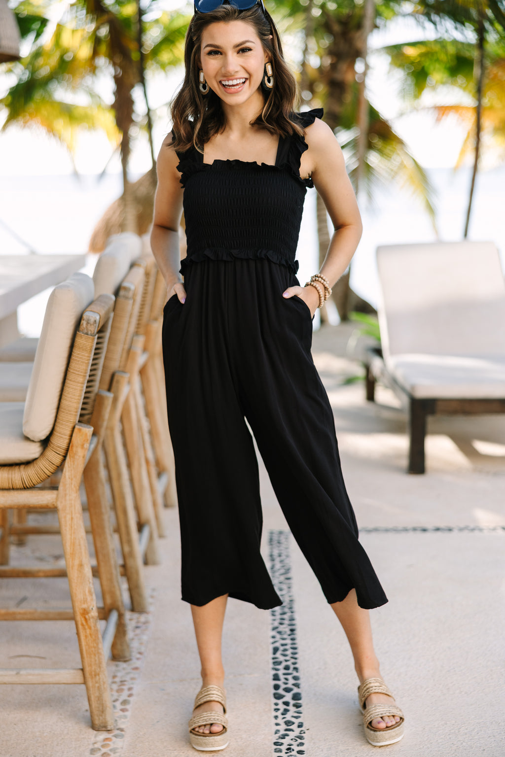 Cute Black Smocked Jumpsuit Flattering Jumpsuits – Shop the Mint
