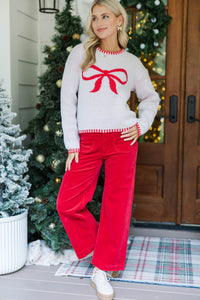 Big Dreams Red Corduroy Wide Leg Jeans