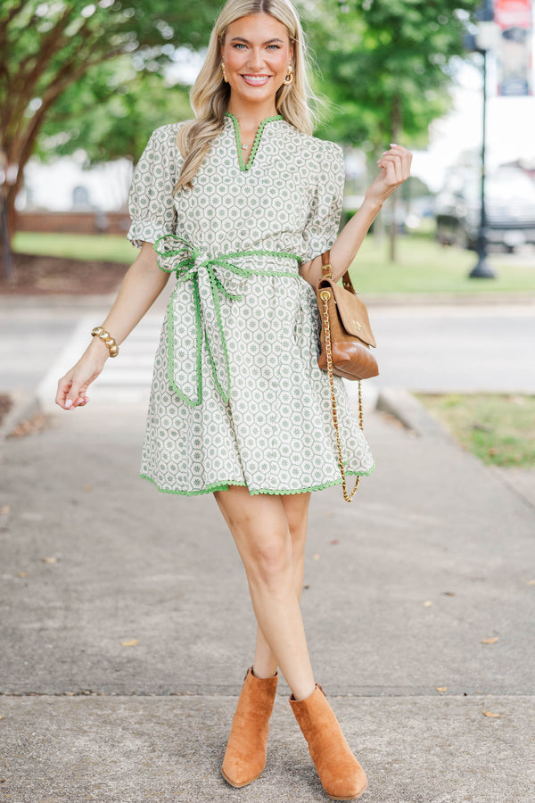 Classy Intentions Green Medallion Dress