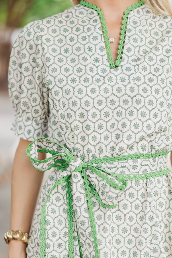 Classy Intentions Green Medallion Dress