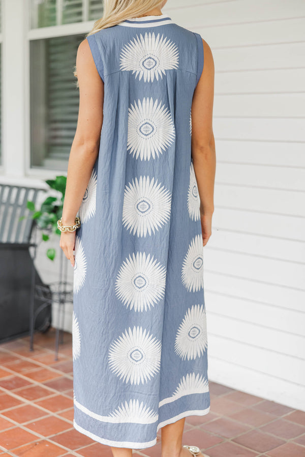 The Good Life Blue Medallion Midi Dress