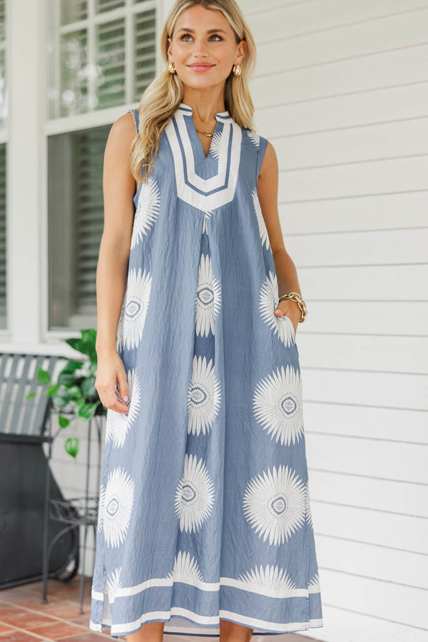 The Good Life Blue Medallion Midi Dress