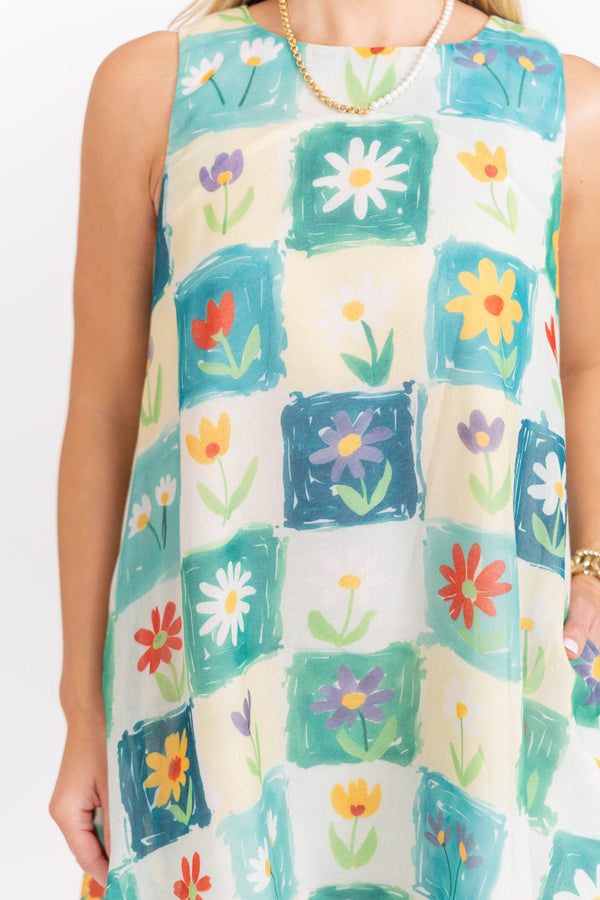 The One That Works Green Floral Dress