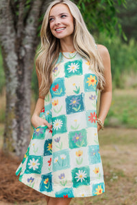 The One That Works Green Floral Dress