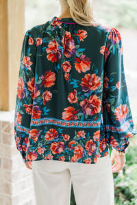 When The Stars Align Green Floral Blouse