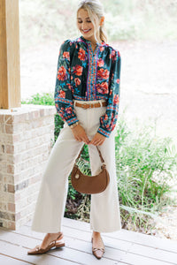 When The Stars Align Green Floral Blouse