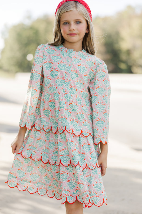 Girls: The Laney Pink Mistletoe Dress