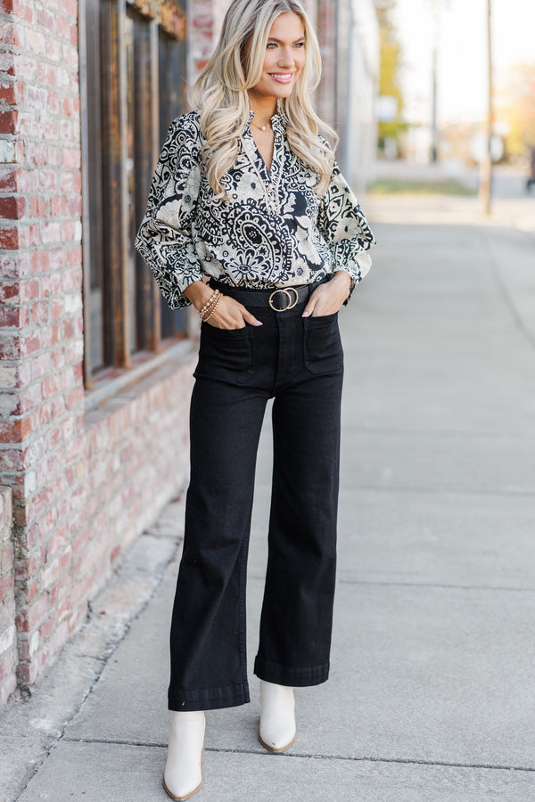 Give It Your All Black Floral Blouse