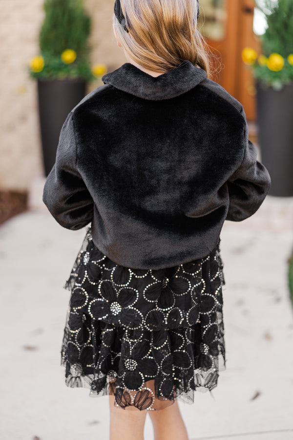 Girls: The Kaeli Black Fur Jacket