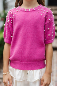 Girls: Tell Your Story Fuchsia Pink Embellished Sweater