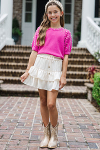 Girls: Tell Your Story Fuchsia Pink Embellished Sweater