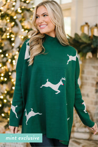Quick Decisions Emrald Green Reindeer Sweater