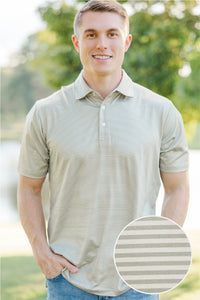 Mens: On Par Olive Striped Collared Shirt