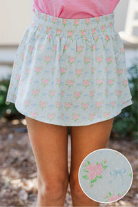 Girls: Let's Get Moving Light Blue Floral Athletic Skort