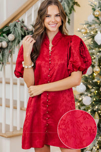 Chic Influence Red Brocade Dress