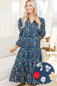 NURSING COLLECTION: What A Surprise Navy Floral Midi Dress