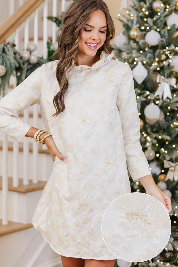 The Guest List Cream Brocade Bow Dress